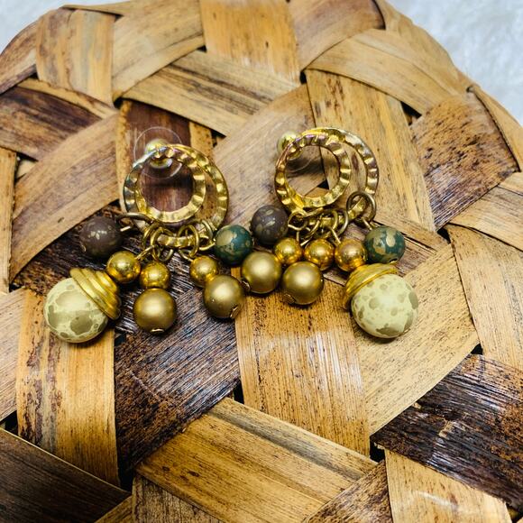 Vintage Gold Boho Drop Chandelier Earrings 2.7"5" - Picture 1 of 3